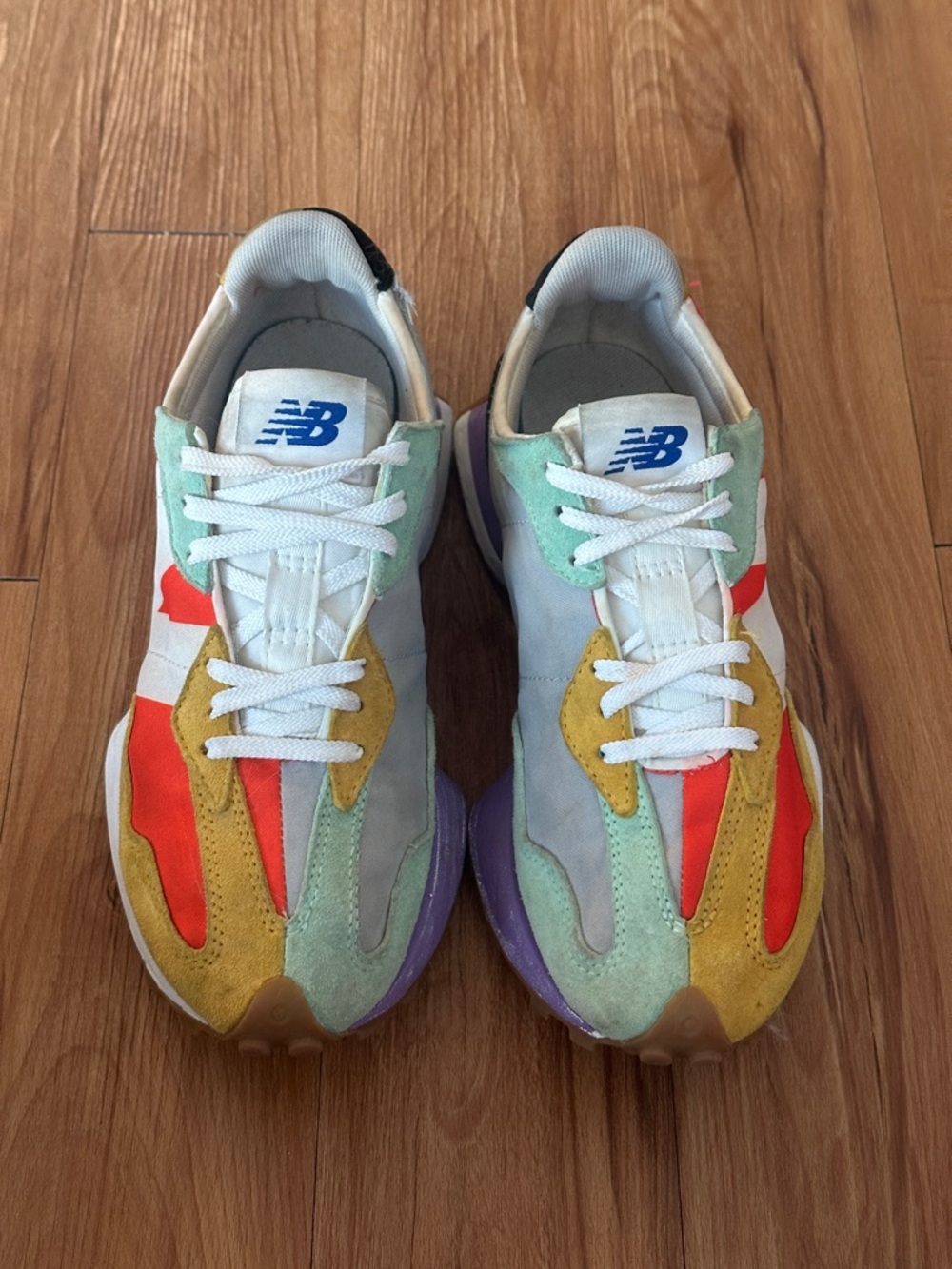 New Balance 327 Multicolor Sneakers - White Mint Orange Purple Yellow
